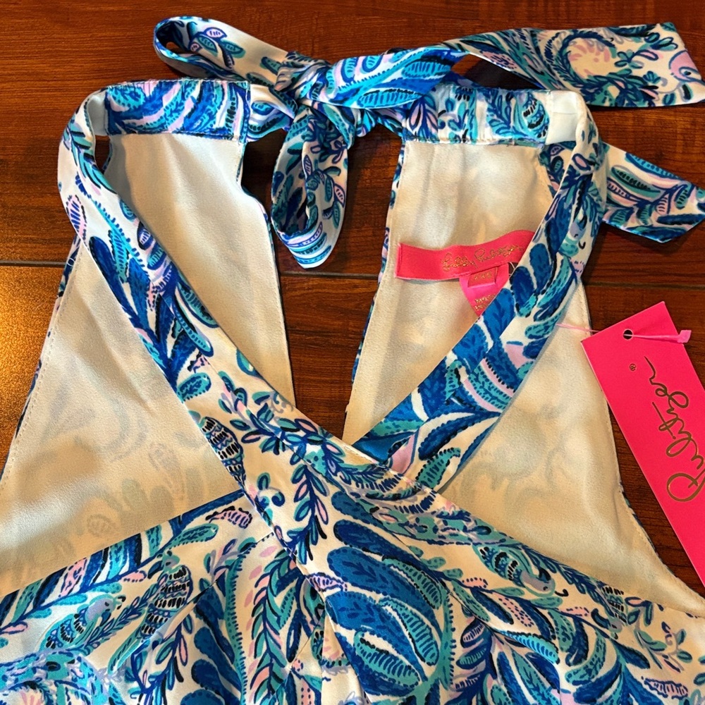 Lilly Pulitzer Blue and White Patterned Halter Top - Picture 3 of 8